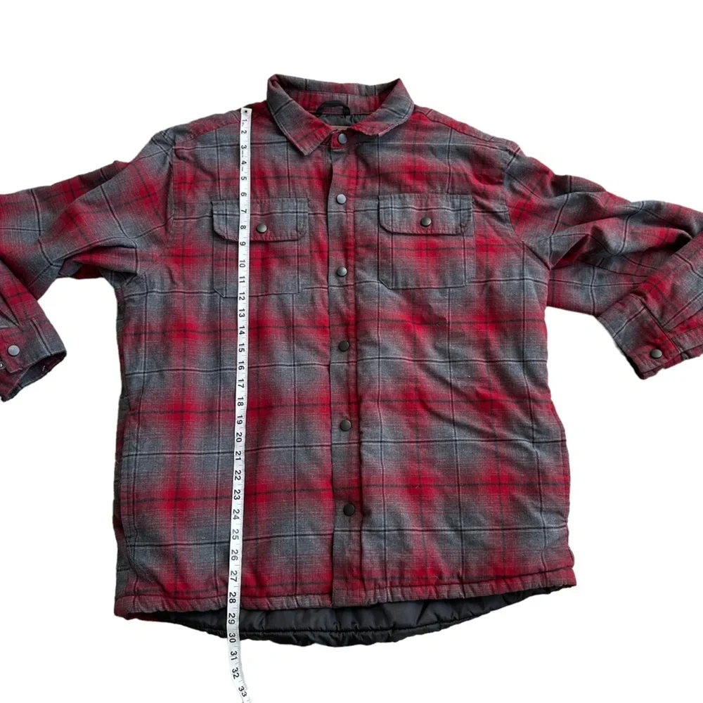 Rugged Elements Men's‎ Red & Grey Plaid Front Snap Shacket with Lining Size: XL